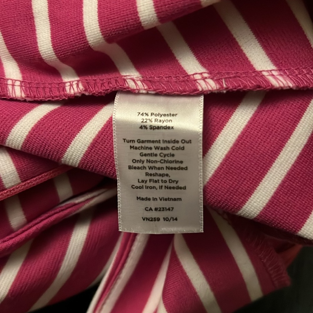 Talbots Fuchsia and White Striped Sleeveless Midi Dress - Picture 5 of 7